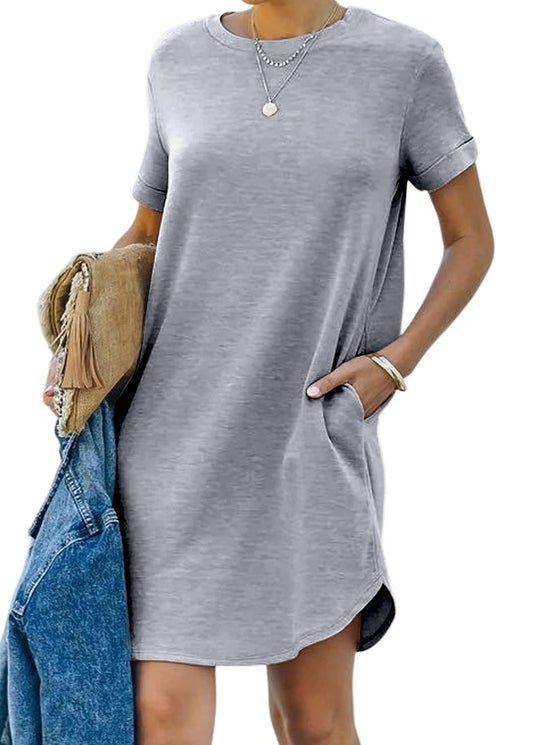 🔥49% KORTING💝Casual T-shirtjurk met korte mouwen voor dames