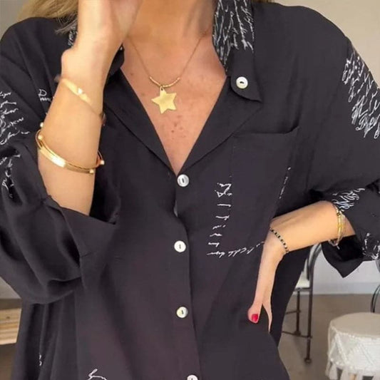 🎁Promotie 48% KORTING⏳Letter Print Fashion Lapel Shirt