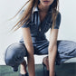 Skinny bootcut denim jumpsuit (gratis verzending)