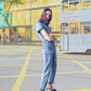 Skinny bootcut denim jumpsuit (gratis verzending)