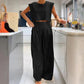 2-delige damesoutfits Glanzende losse pasvorm crop top en broek met wijde pijpen en zakken