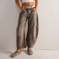 Dames Retro Mid-Rise Gebogen Jeans met Wijde Benen