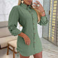 Dames Kraag Knop Zijsnoer Shirt Jurk