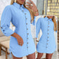 Dames Kraag Knop Zijsnoer Shirt Jurk