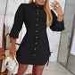 Dames Kraag Knop Zijsnoer Shirt Jurk