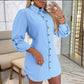 Dames Kraag Knop Zijsnoer Shirt Jurk