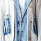 🔥Dames denim-patchwork gebreide trui jas