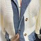 🔥Dames denim-patchwork gebreide trui jas