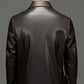 Heren Classic PU Leren Jas met Rits Voorkant