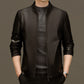 Heren Classic PU Leren Jas met Rits Voorkant