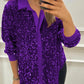 ✨Dames revers button-down glinsterend feestshirt✨