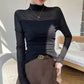 Dames Mock-Neck Mesh Top