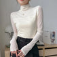 Dames Mock-Neck Mesh Top