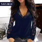 Top met lange mouwen en V-hals met kantdetail