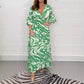 V-hals Zebra Stripe Taille 3/4 Mouwen Jurk