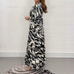 V-hals Zebra Stripe Taille 3/4 Mouwen Jurk
