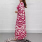 V-hals Zebra Stripe Taille 3/4 Mouwen Jurk