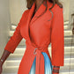 💕2025 Hot Sale💕 ombre Revel Neck Band Taill Ploeged Blazer Jurk