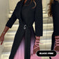 💕2025 Hot Sale💕 ombre Revel Neck Band Taill Ploeged Blazer Jurk