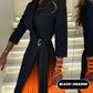 💕2025 Hot Sale💕 ombre Revel Neck Band Taill Ploeged Blazer Jurk